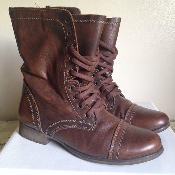 🔰SOLD🔰 Steve Madden Troopa Cognac Combat Boots - Picture 2 of 4