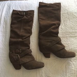 Suede and Leather high heeled boots
