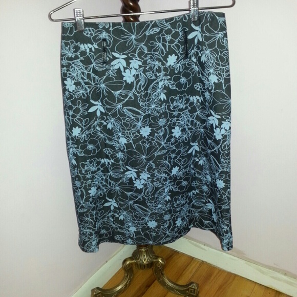 Trendy Floral Blue Straight Skirt - Picture 1 of 2