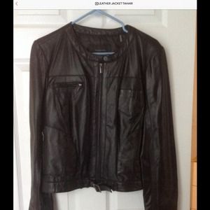 Black/ Dark grey Leather jacket by Ellie Tahari