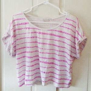 ❤️TRADED❤️🆓 White & Pink Crop Top