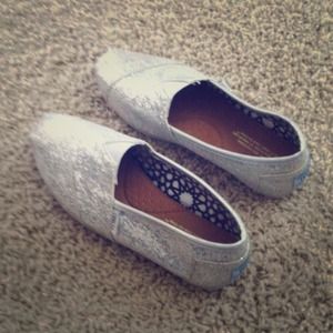 Toms silver glittery shoes