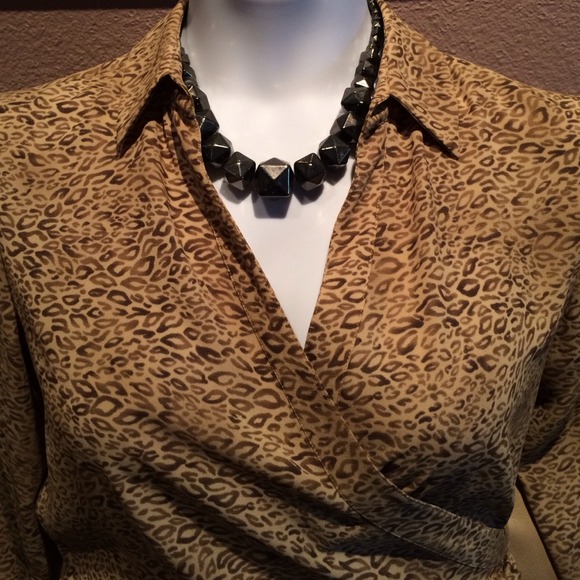Liz Claiborne leopard print wrap shirt