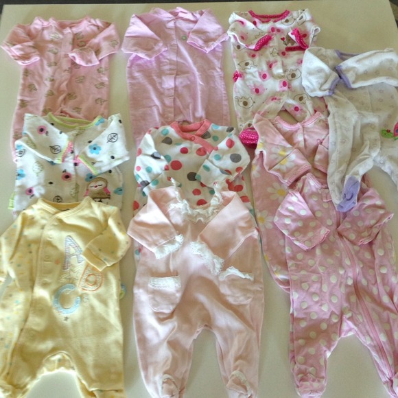 Lot of newborn baby girl PJs