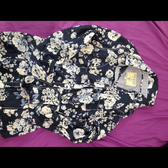 Brand new guess floral button up shirt