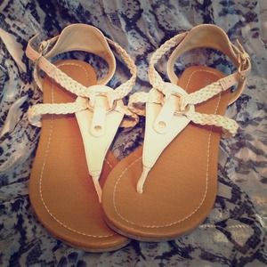 APT 9 white braided sandal