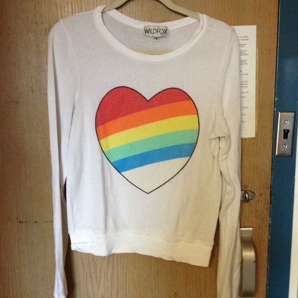 wildfox rainbow heart jumper