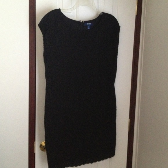 Black eyelet sheath dress