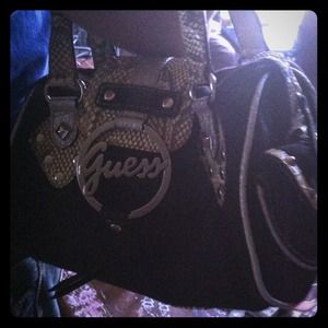 Guess; Black and snake skin like purse