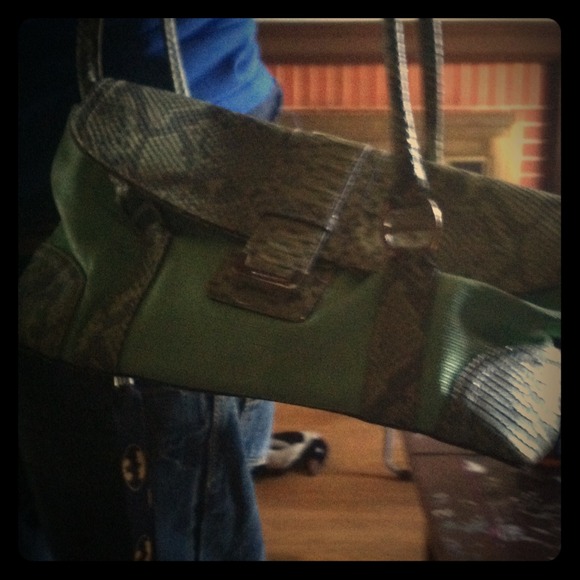 Small/medium sized green and snake skin purse - Picture 1 of 1