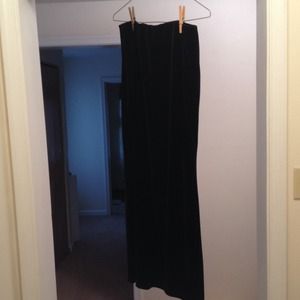 Black velvet floor length skirt