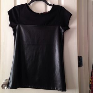 Black Faux Leather Top
