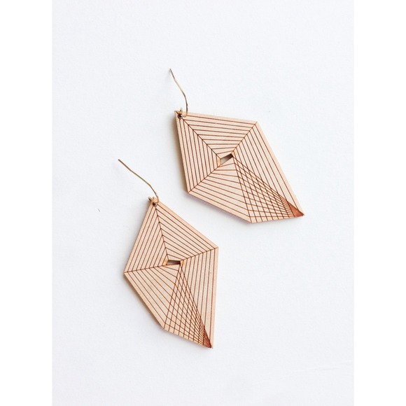 Lasercut Diamond Drop Earrings - Picture 2 of 3