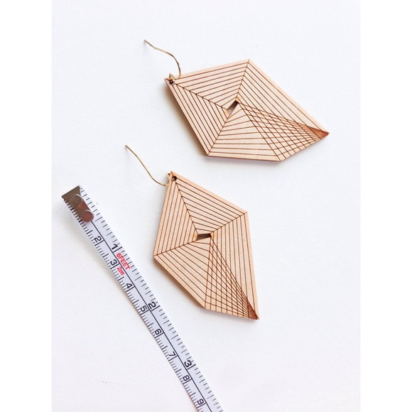 Lasercut Diamond Drop Earrings - Picture 3 of 3
