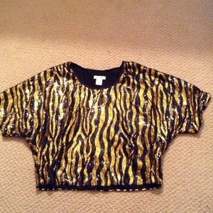 Gold and silver sequins crop top