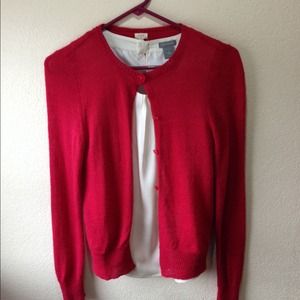 Red Jcrew Cardigan