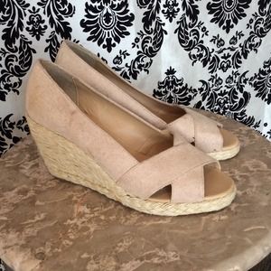 Beige Le Chateau wedges.  Size 7, worn once