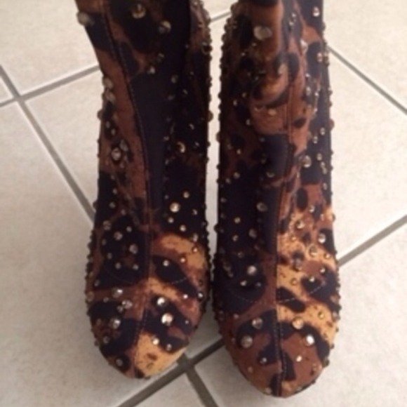 Shoes Leopard Print Bling Over The Knee Boots Poshmark
