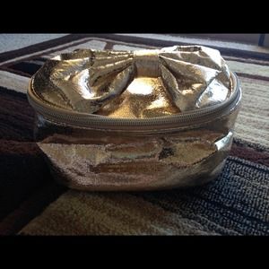 Vs gold bow makeup bag and perfume