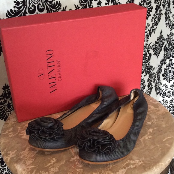 Valentino denim rosette ballet flats.  SOLD