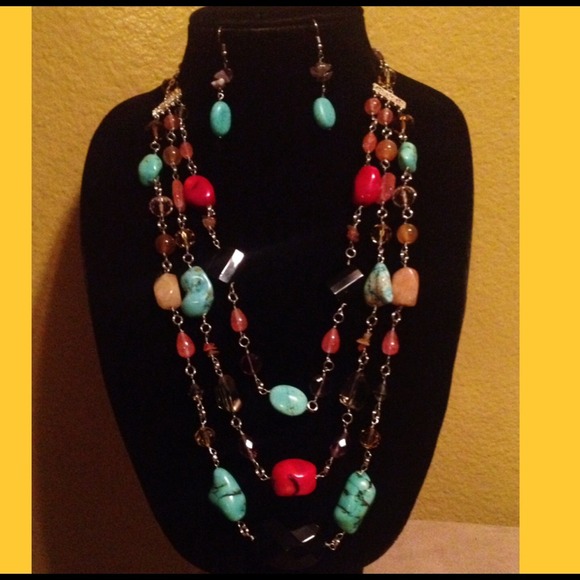 Long Well-made Beaded Summer Necklace Set natural - Picture 2 of 4