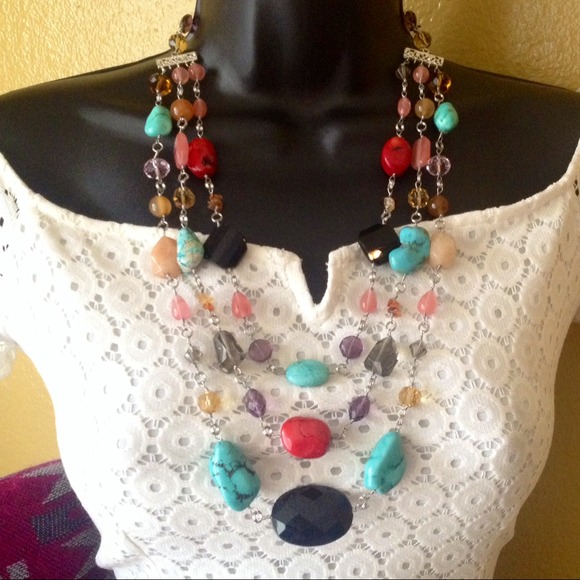 Long Well-made Beaded Summer Necklace Set natural - Picture 3 of 4