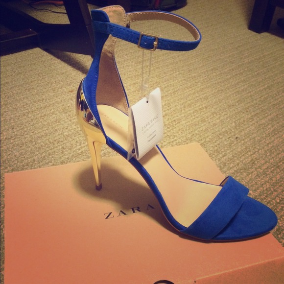 NWT Zara Royal Blue Heeled Sandal