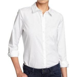 *sold* White Poplin Stretch Button DownDress Shirt