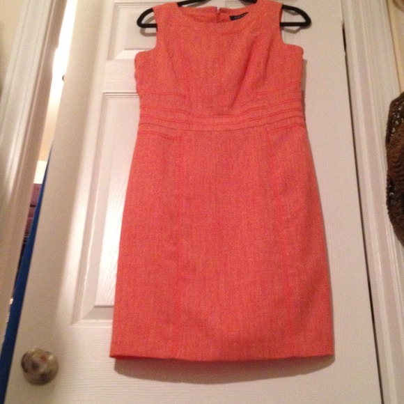 Ellen Tracy, coral hue sheath dress