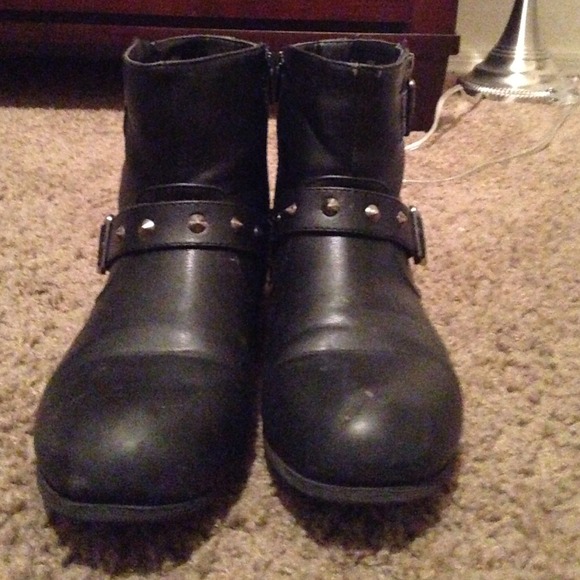 Black punk ankle boots