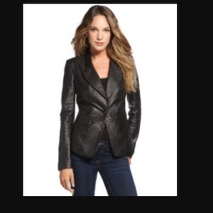 Rachel Zoe Black 💯 Snake Embossed Leather Blazer