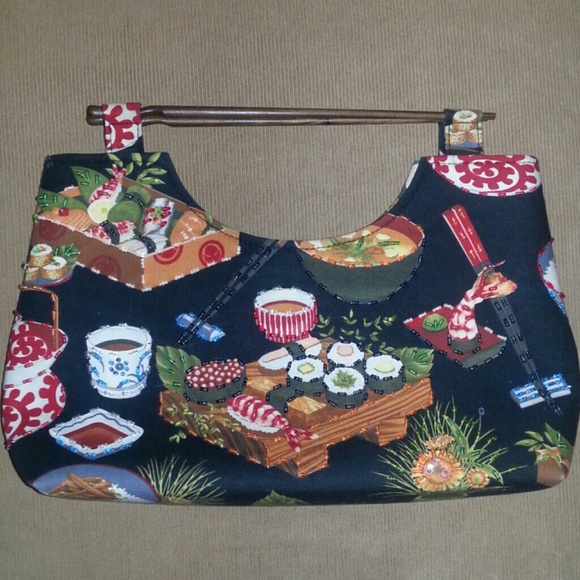 Sushi/Sake Themed Beaded Clutch