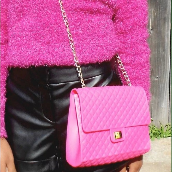 Pink rubber clutch bag