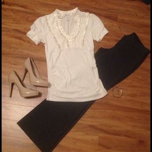 White ruffled top