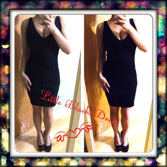 Express little black dress cross back rib detail S