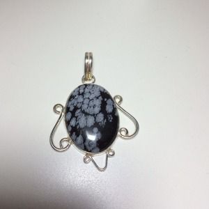 Snowflake Obsidian pendant, unique!