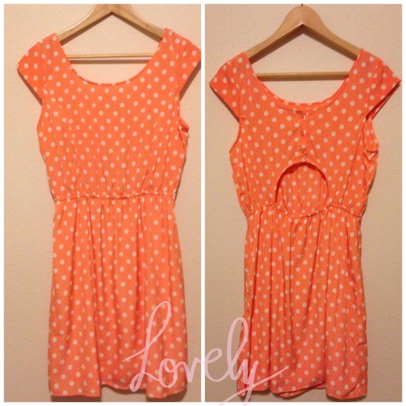 NWOT Pink Owl Apparel Orange Polka Dot Dress