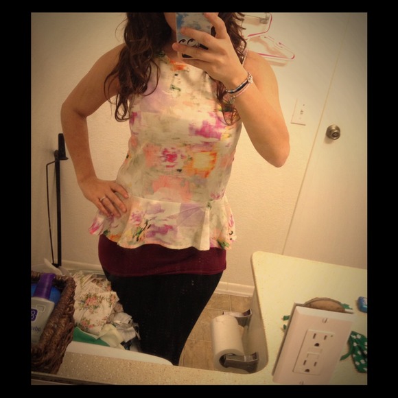 👍SOLD ON EBAY👍H&m floral peplum blouse - Picture 1 of 4