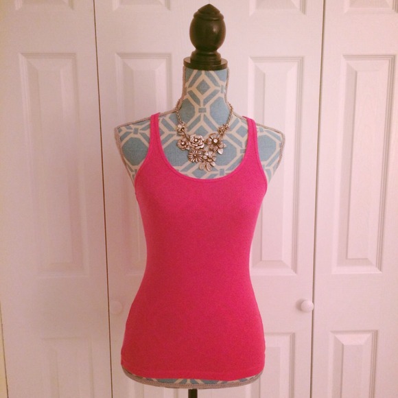 Express pink cotton razorback tank