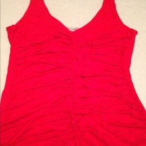 Charlotte Russe Red Ruched Tank Top