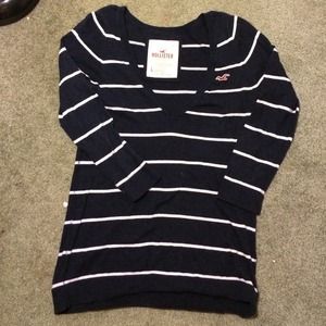 NWOT Hollister Navy Blue Striped Sweater