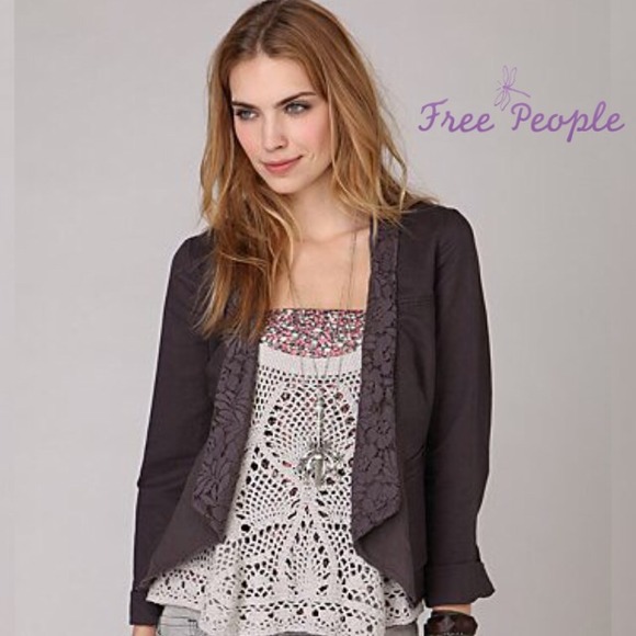 Free People . Blazer with lace details .