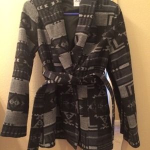 Hooded tribal print coat