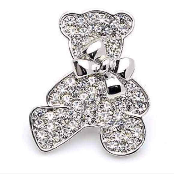 Teddy Bear Crystal Brooch