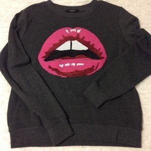 F21 Sequin Lip Sweatshirt