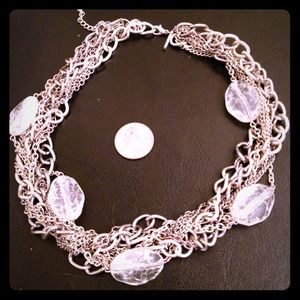 Chunky silver tone crystal TRACI LYNN necklace!!