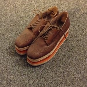 Brown Jeffery Campbell platform shoes