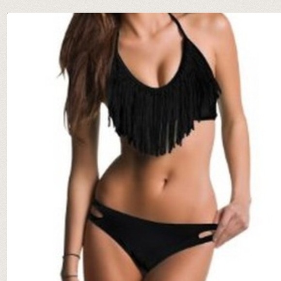 Black Fringe Bikini