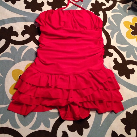 Red Ruffle Swimsuit