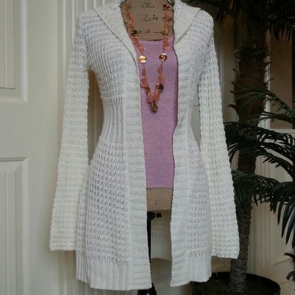 Say What? Sweaters - Color me innocent white long sweater jacket